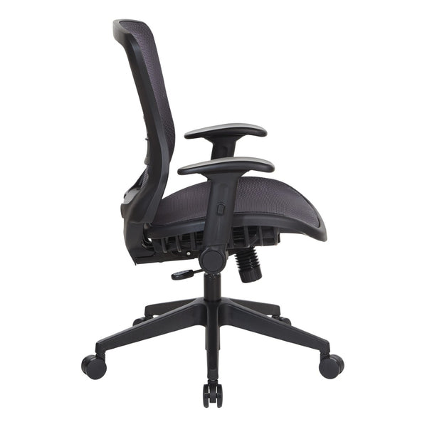 OSP Home Furnishings Dark Air Grid Mesh Manager Chair with Lumbar Support and Ergonomic Adjustable Arms 515-77N1F2