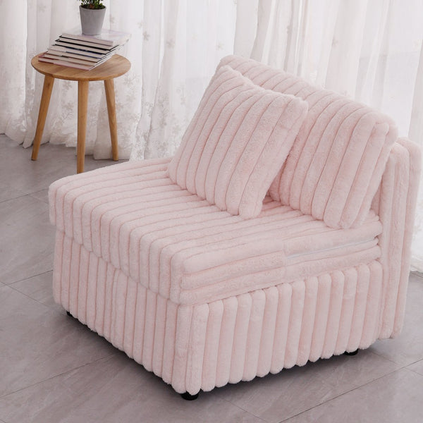 English Elm 44.9" Plush Modular Sofa Single — Removable Zipper Cushions for Easy Washing, Stylish Light Pink Comfort W1767S00014