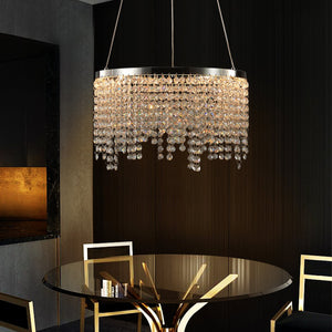 English Elm 16-inch K9 Crystal Led Chandelier Polished Chrome Selectable Warm Daylight Glow W2312P415978