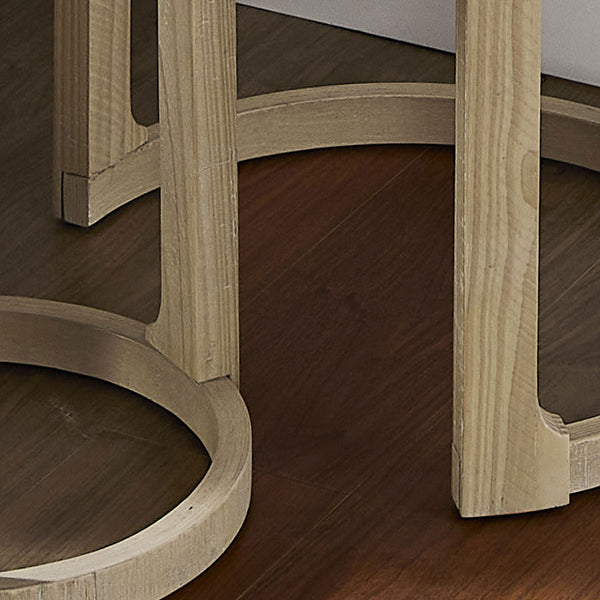 English Elm (1 Coffee Table+1 Side Table) Two-piece Pine Wood Round Set with Wheels Rustic Living Room Oak W2582S00195