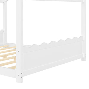English Elm Queen House Frame Floor Bed Solid Pine Montessori Low Profile Kids Bedroom Light White W1580P387847