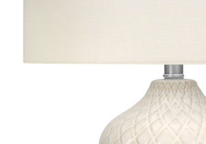 English Elm Lighting, Elegant 25" Cream Ceramic Table Lamp With Ivory Shade - Perfect For Any Room Decor! B2710P220123
