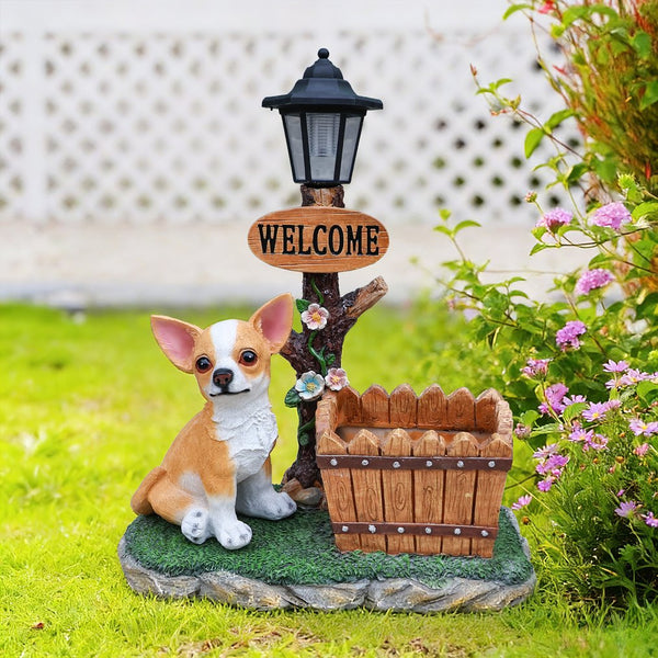 English Elm Sitting Corgi Resin Planter Sculpture Whimsical Porch Garden Decor with Succulent Cavity W5398P464244