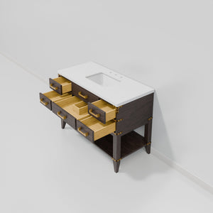 English Elm Brown Oak Single-Sink Vanity 48" W X 22" D With Durable Cultured Marble Top & Ample Storage Space B2731P260213
