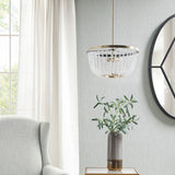 Hampton Hill Melrose Modern/Contemporary 2-Light Beaded Chandelier FB150-1159 Antique Brass/White