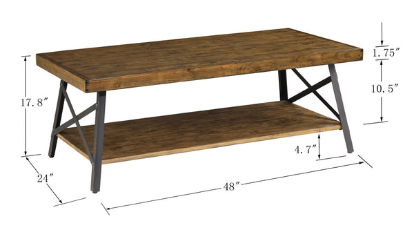 English Elm Wallace & Bay - Brown Coffee Table - Modern Rustic Charm With Solid Wood & Steel-Gray Accents For Your Living Space B2709P212387-GIGA
