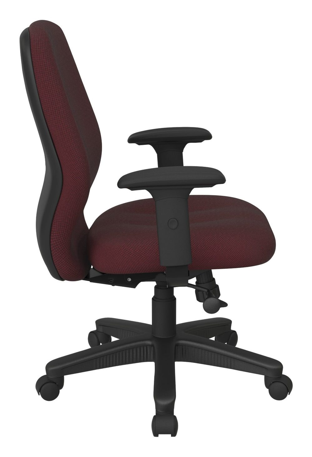 OSP Home Furnishings Mid Back Ergonomic Managers Chair with Synchro Tilt Lumbar Support and Adjustable Arms Wine 3121-298