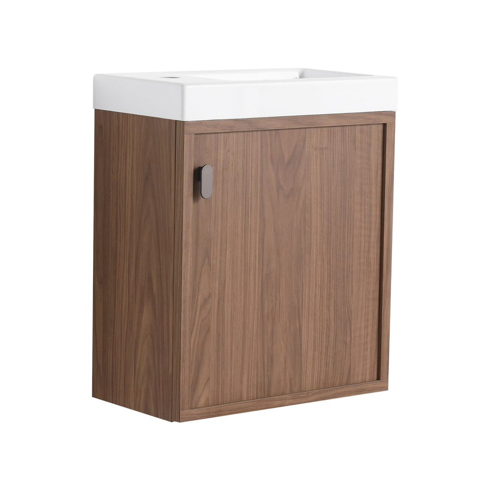 English Elm 18.5" Wall-Mounted Bathroom Vanity With Resin Sink, Soft-Close Door & Stylish Natural Walnut Finish W1972P362141