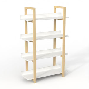 English Elm Multifuction Solid Wood Bookcase with Color-Contrast Shelves, 4-Tier Plant Stand, Sturdy Waterproof Finish W3128P261295
