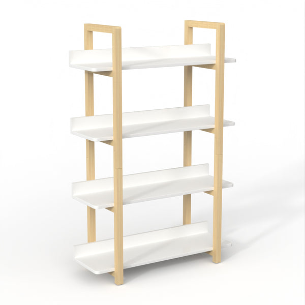 English Elm Multifuction Solid Wood Bookcase with Color-Contrast Shelves, 4-Tier Plant Stand, Sturdy Waterproof Finish W3128P261295