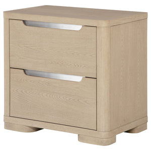 English Elm Mirador Elm Veneer 2-drawer Nightstand with Felt-lined Storage and Cord Management B062P447744