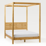 Minimalist Boho Full Canopy Bed with Simple Headboard Natural Pine ISLB6BNP Walker Edison