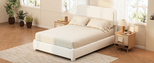 English Elm Boucle Queen Platform Bed Curved Cloud Headboard Low Profile Modern Bedroom Frame N733P439495K
