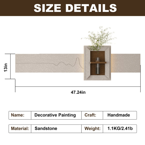 English Elm Adjustable 3D Led Sandstone Wall Decor With Faux Plants & Remote Control - Perfect For Modern Spaces W2700P313031