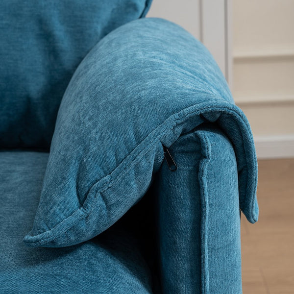 English Elm Convertible Convertible sofa with storage footstools, compact U-shaped 2-seater for small spaces, durable fabric comfort Lake Blue W2012P253357