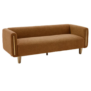 English Elm Modern Boucle Three Seat Sofa with Rubberwood Legs Pocket Spring Support Living Room Orange N763P403678G