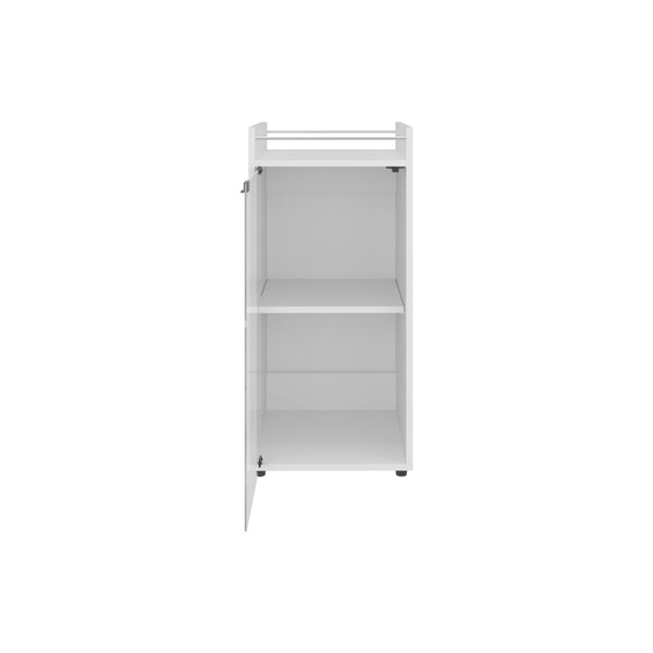 English Elm Bar Engineered Wood Bar Cabinet with Glass Door and 3 Shelves for Bottles & Glassware, Compact Design White 35.83 L x 19.69 W x 4.72 H B097P350285
