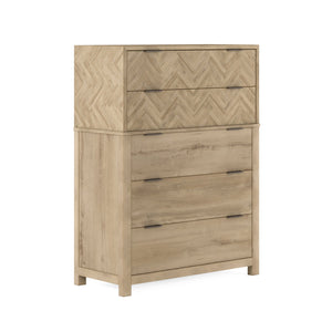 A.R.T. Furniture Garrison Drawer Chest: Stylish Washed Oak Storage With Herringbone Design And Cedar-lined Drawers Brown Parawood Solids With Ash Embossing,White Oak Veneers,Metal 322150-1302