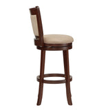 Homelegance By Top-Line Sydney Upholstered Back Swivel 29" Bar Height Stool Beige Rubberwood