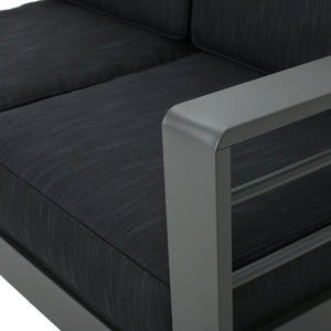 English Elm Cape Coral Modular Outdoor Sectional Aluminum Frame Khaki Cushions Glass Table 57591.00GRY