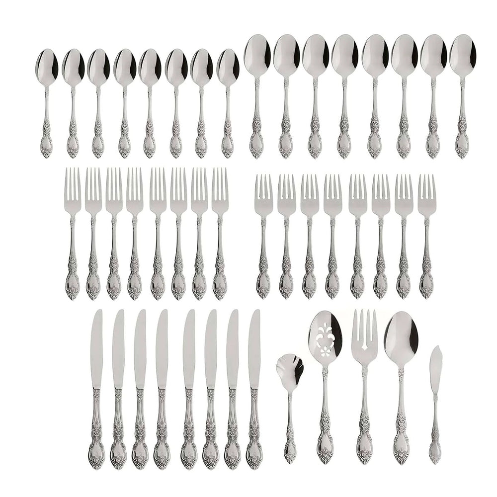 Lenox Oneida Wordsworth 45 Piece Everyday Flatware Set, Service for 8 Metallic, STAINLESS METAL 2285045B