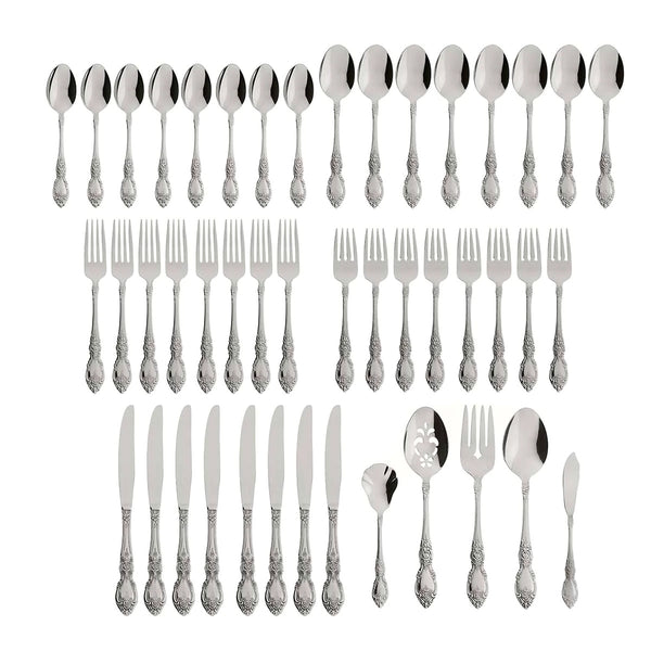 Lenox Oneida Wordsworth 45 Piece Everyday Flatware Set, Service for 8 Metallic, STAINLESS METAL 2285045B