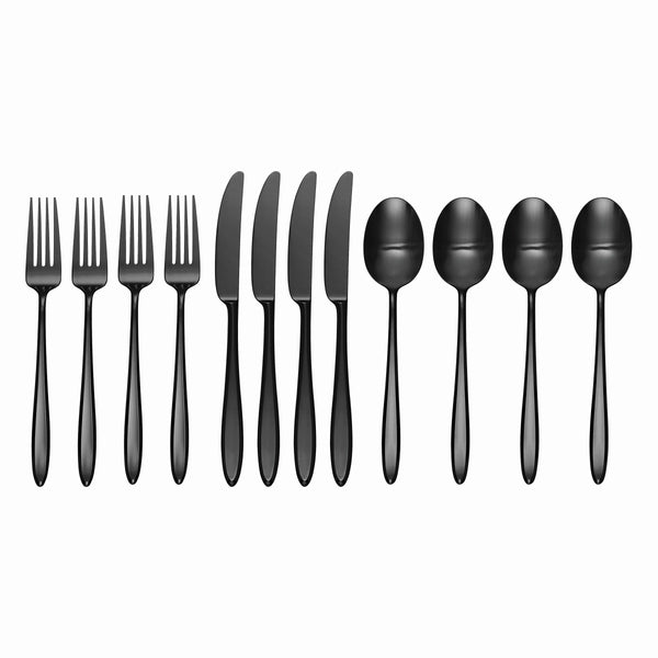 Lenox Hampton Forge Ayla Black 12 Piece Flatware Set Metallic, BLACK METAL 894843