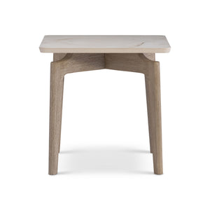 Bernhardt Bernhardt Aurora Outdoor Side Table — Teak Base & Honed Vasta Stone Top, Adjustable Glides, Coastal Chic X09122