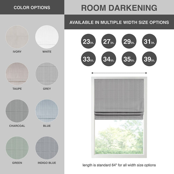 English Elm Basketweave Room Darkening Roman Shade with Thermal Foam Backing, Cordless, OEKO-TEX Certified taupe 6.08 L x 10.5 W x 7.5 H B03598290