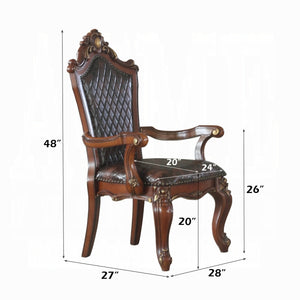 English Elm Picardy Button Tufted Pu Leather Arm Chairs Set of 2 with Queen Anne Carved Frame B2726P462330