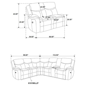 English Elm McLean Dark Brown Power Reclining Sectional Sofa with Faux Leather, Pillowtop Arms & Storage Console B062S01117