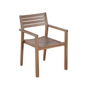 English Elm U_style Solid Acacia Wood Outdoor Dining Set Seats Four with Umbrella Hole Patio Light Brown,Light Gray WY000477AAD