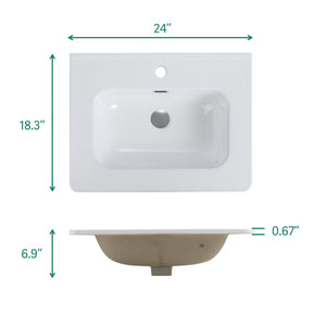 English Elm BB0424Y301, Glossy White Ceramic Integrated Sink – Durable Seamless Design, Easy-Clean Elegant Basin (97) W1865128405