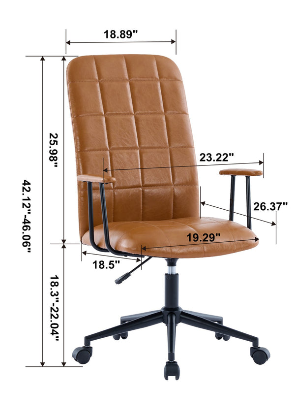 English Elm Antique Pu Leather High Back Office Chair with Swivel Gas Lift and Padded Armrests Antique Black W3149S00004