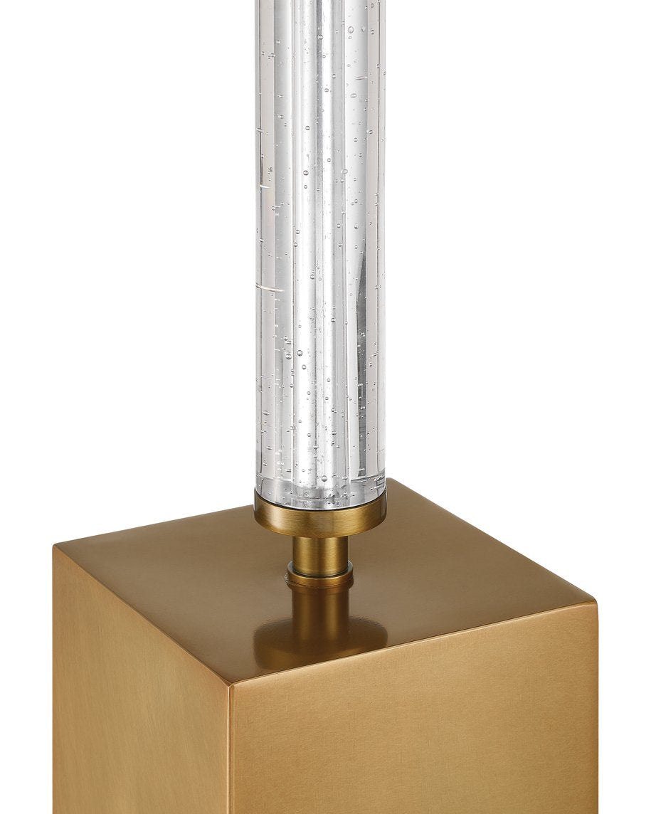 Currey & Company Desiree Drinks Table - Elegant Geometric Design With Antique Brass, Crystal, And Seeded Glass Top Clear Optic Crystal ,Metal 4000-0223-currey-company