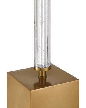 Currey & Company Desiree Drinks Table - Elegant Geometric Design With Antique Brass, Crystal, And Seeded Glass Top Clear Optic Crystal ,Metal 4000-0223-currey-company