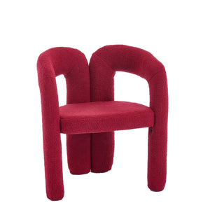 English Elm Contemporary Velvet Upholstered Barrel Accent Chair with Curved Support, Foam Seat, Steel Frame Finish Red W395P224755