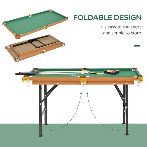 English Elm Soozier 55" Portable Folding Pool Table - Family-Friendly Game With Complete Accessories & Easy Storage W2225P217200-GIGA