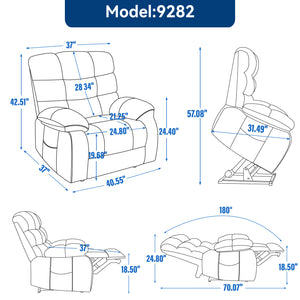 English Elm Lift Recliner Chair Dual Motor Chenille Upholstered with Heat Massage for Living Room W3224P293251