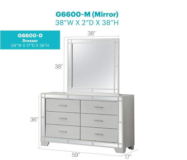 English Elm Madison Glam Dresser with Croc-Textured Embossed Wood, Mirror Accents & Jeweled Handles for Luxe Decor Champagne 20 L x 62 W x 38 H B078108367