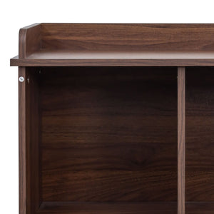 English Elm 10-shelf Walnut Bookcase with 10 Cubby Storage, Label Slots, Top Display Shelf, Durable Melamine Finish W331P236404
