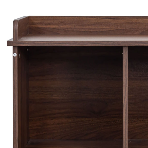English Elm 10-shelf Walnut Bookcase with 10 Cubby Storage, Label Slots, Top Display Shelf, Durable Melamine Finish W331P236404