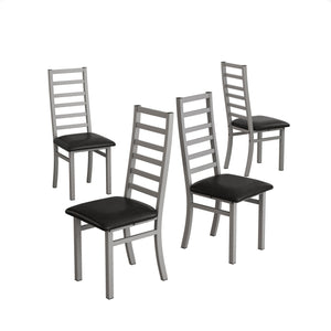 English Elm Metal Dining Chairs Set Of 4 – Sleek Grey Pu Leather & Durable Steel Frame For Modern Dining Spaces W757P232719