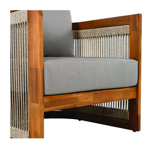 English Elm Christopher Knight Home® - Premium Acacia Wood Outdoor Club Chair With Curved Tub Design, Woven Rope, Water-Resistant Cushions N767P367654E