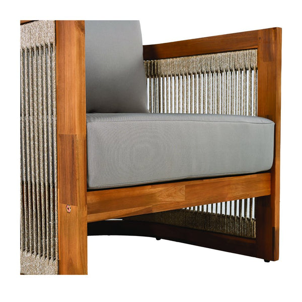 English Elm Christopher Knight Home® - Premium Acacia Wood Outdoor Club Chair With Curved Tub Design, Woven Rope, Water-Resistant Cushions N767P367654E