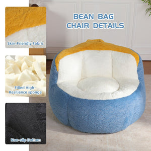 English Elm Oversized Multicolor Faux Fur Bean Bag Sofa – Cozy Lounger With Shredded Foam, No Assembly Needed! W3723P375714-GIGA