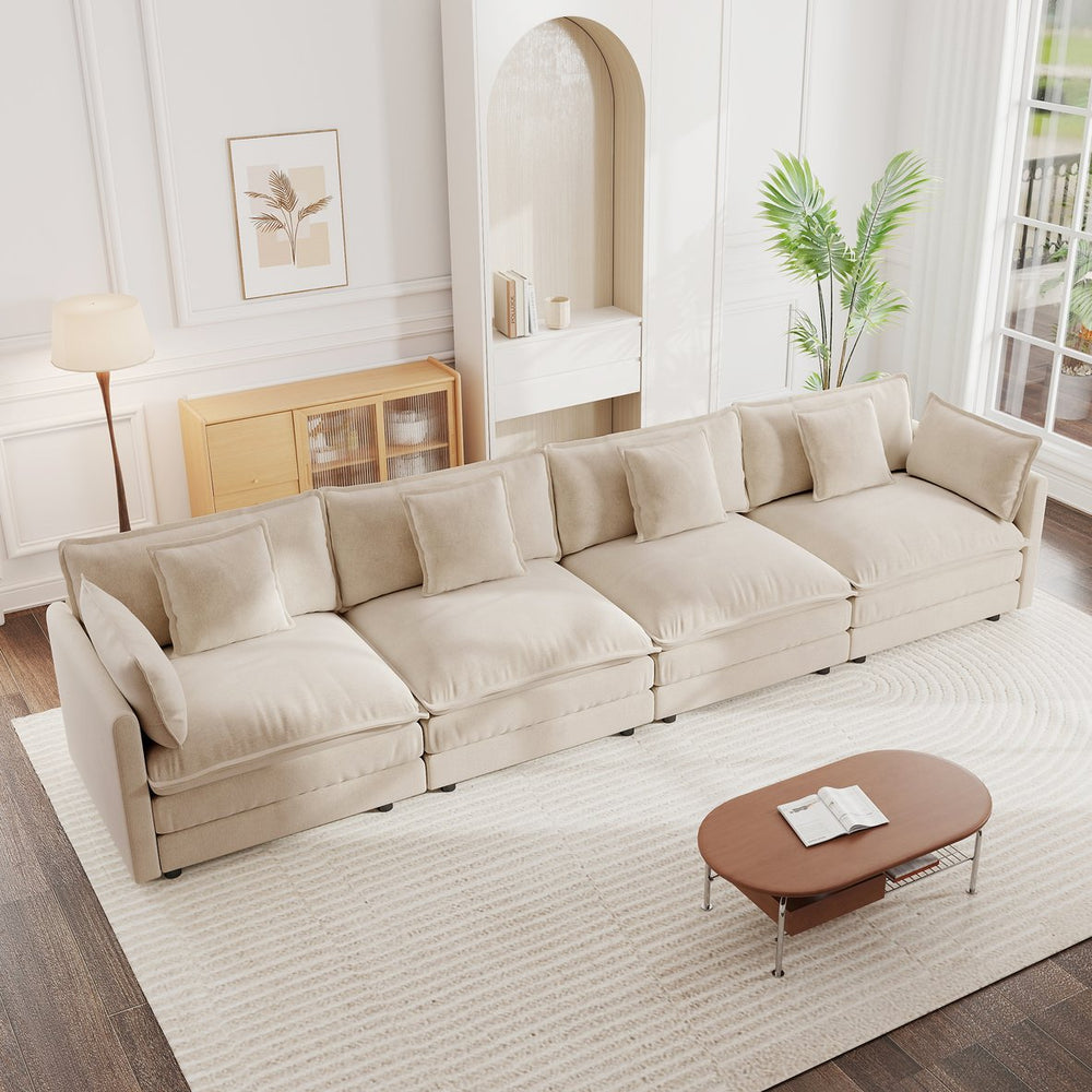 English Elm Free Modular Chenille Sectional Sofa with Deep Cushions for a Cozy Living Room W714S00905