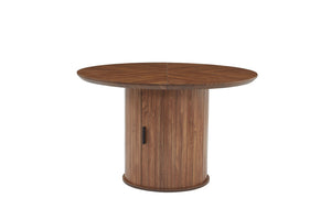 English Elm Round Wood Dining Table with Dual Storage Compartments for Kitchen or Small Spaces W3590P355174