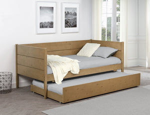 English Elm Wooden Twin Daybed with Roll-out Trundle Pine Frame for Guest or Teen Rooms B016P460680