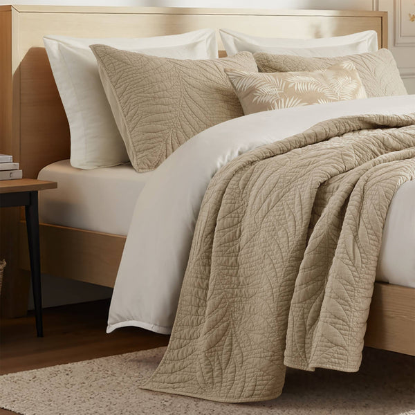 English Elm King Stone Washed Cotton Quilt Set Breathable Garment Dyed Bedroom Comfort Linen B035P496595
